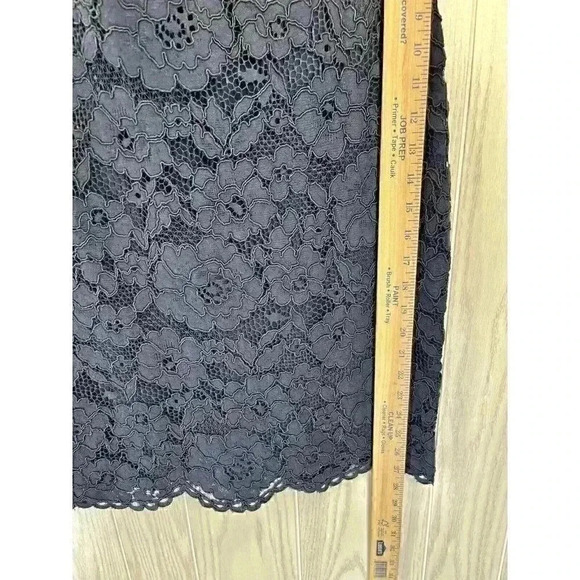 Lauren Ralph Lauren Dress Sz 10 Navy Blue Floral Lace Overlay Classic Cap Sleeve - Picture 9 of 9